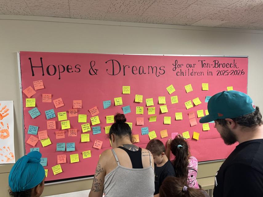 students and parents writing hopes and dreams for the school year