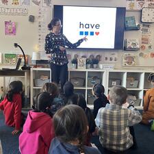 teacher leading literacy class