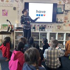 teacher leading literacy class